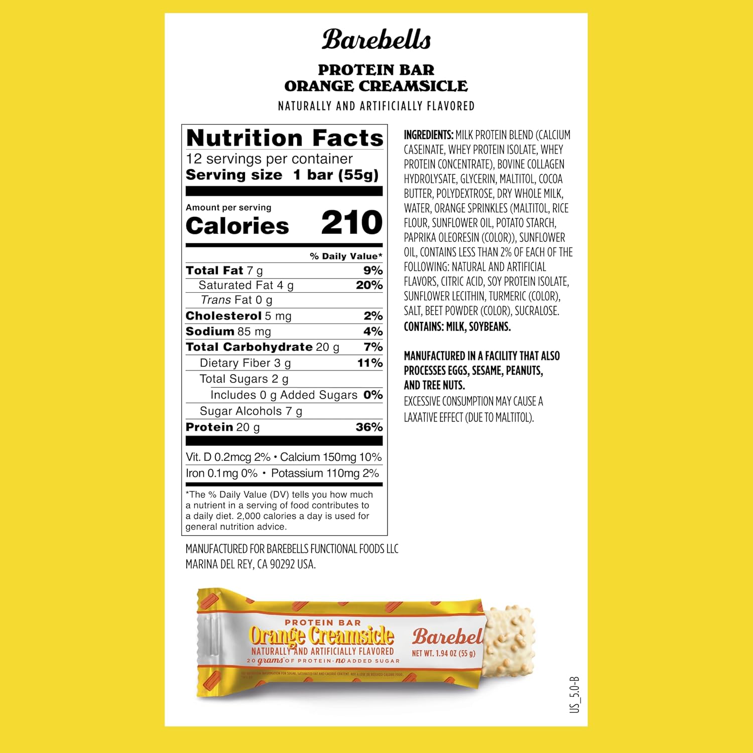 Barebells Protein Bar (1 bar) — Orange Creamsicle — high-protein snack bar
