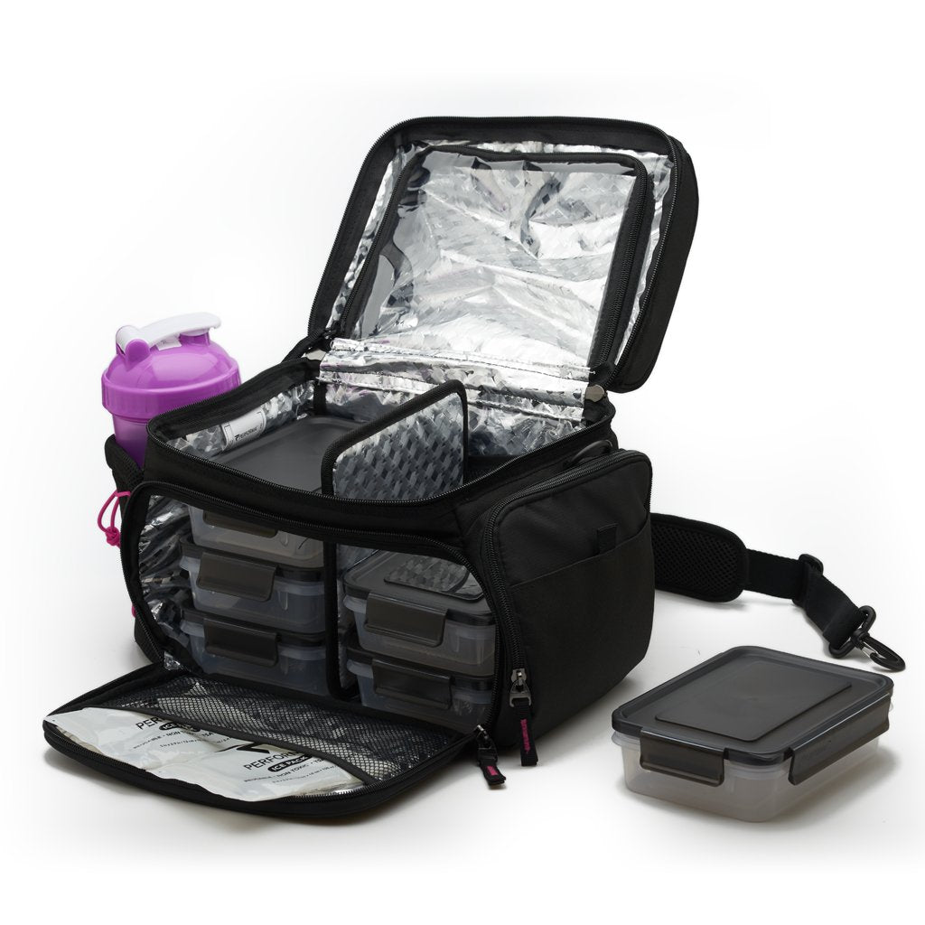 Performa MATRIX 6 Meal Cooler Bag interior with reflective insulated foil lining and two TSA-approved ice packs