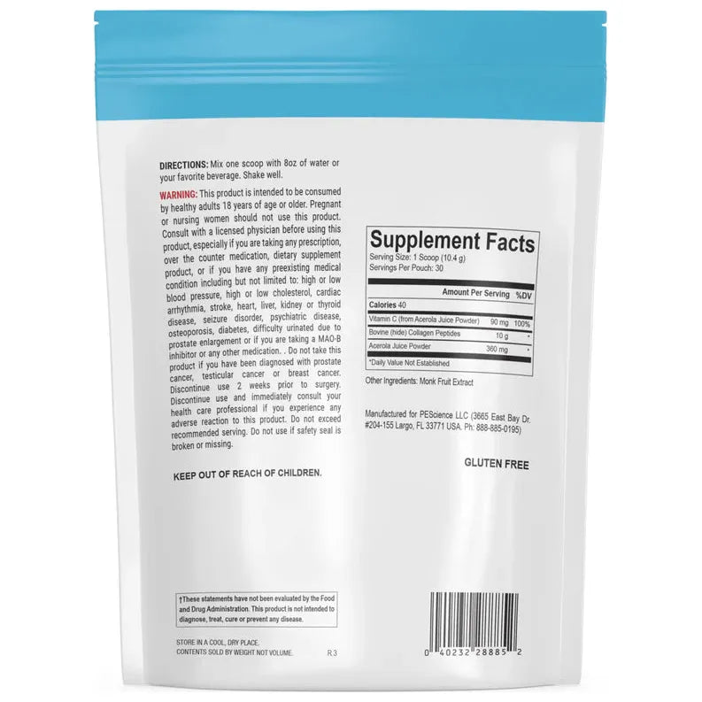 PEScience Collagen Peptides + Vitamin C (30 servings) - Top Nutrition and Fitness