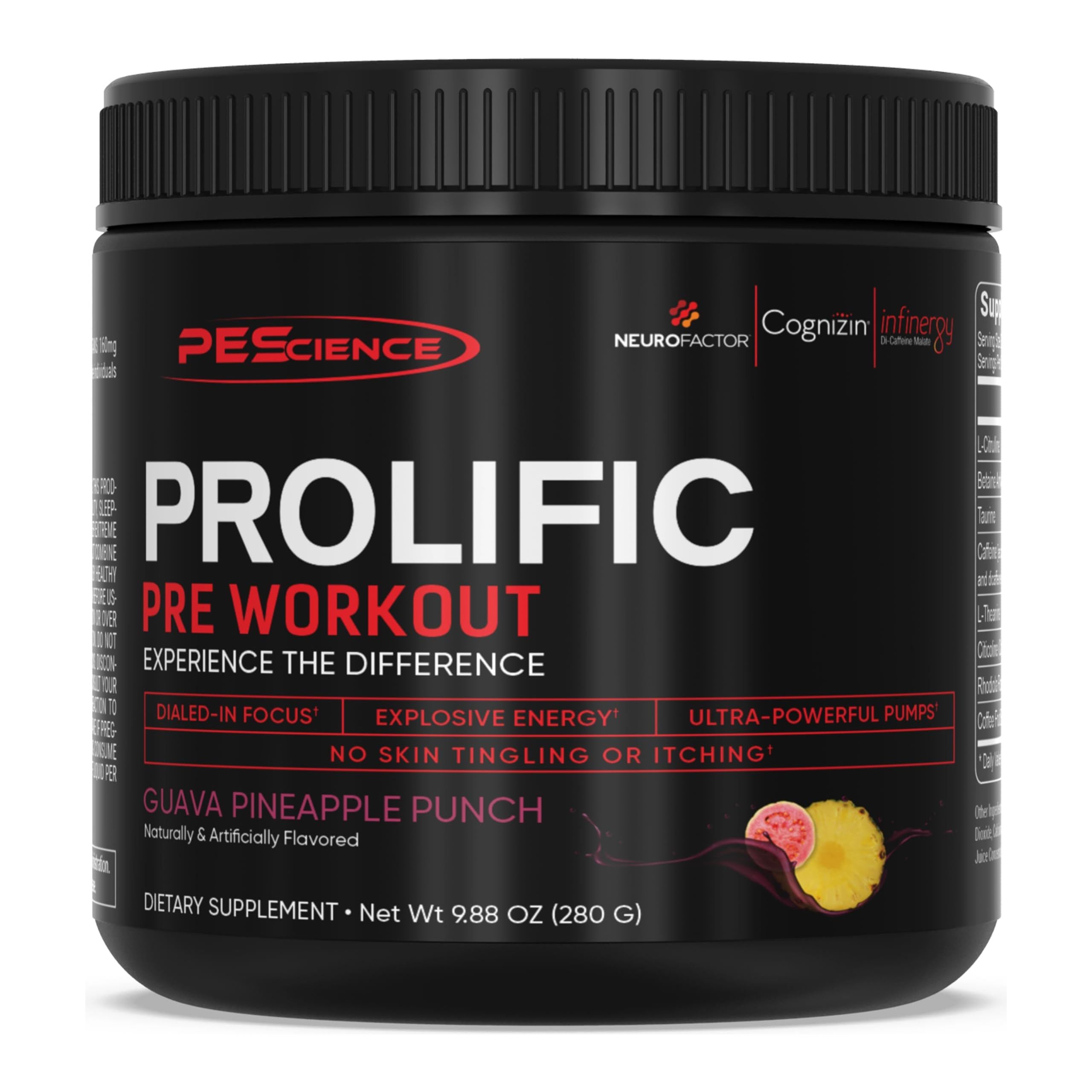 PEScience Prolific Pre-Workout (40 servings) — Guava Pineapple Punch