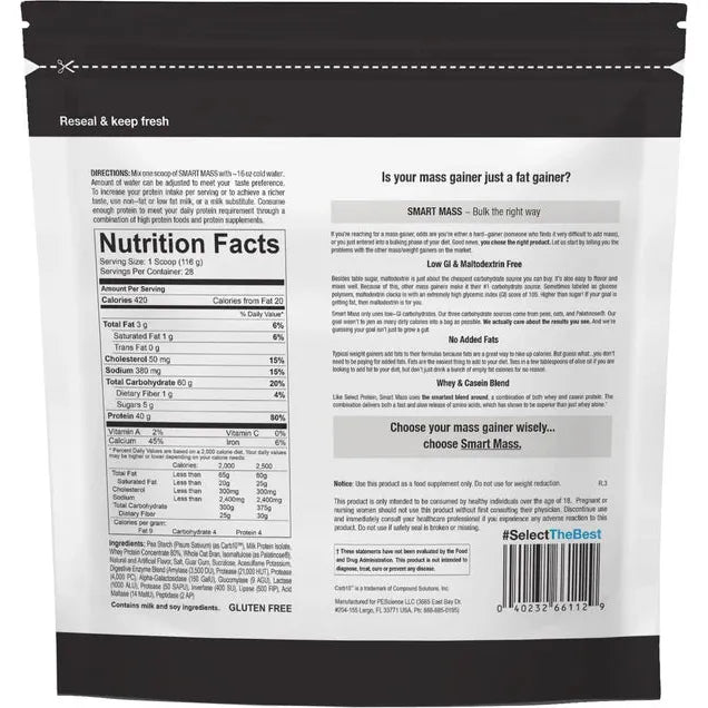 PEScience Smart Mass Gainer Protein Powder (7.65 lbs) - Top Nutrition and Fitness