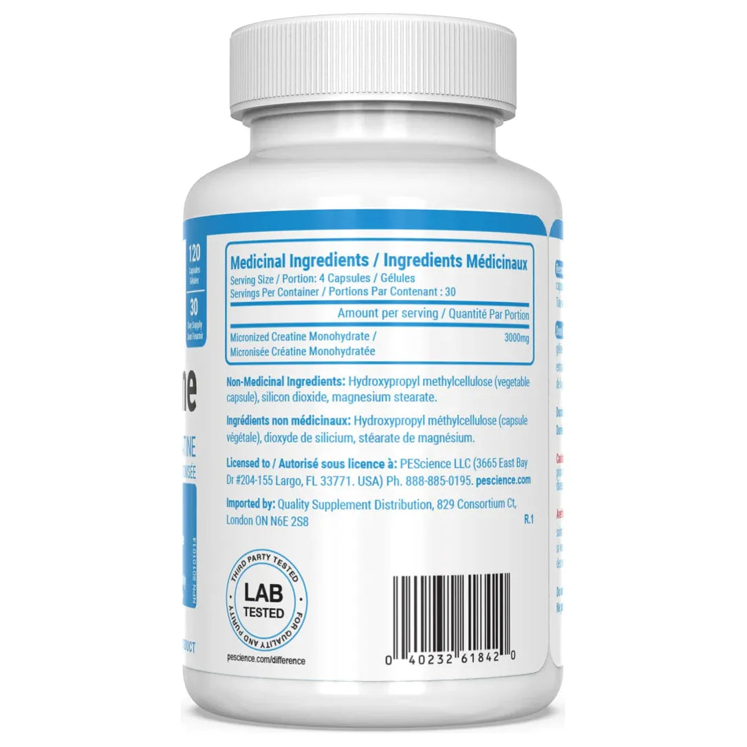 PEScience TruCreatine Creapure® Creatine Monohydrate Capsules (120 caps) - Top Nutrition and Fitness