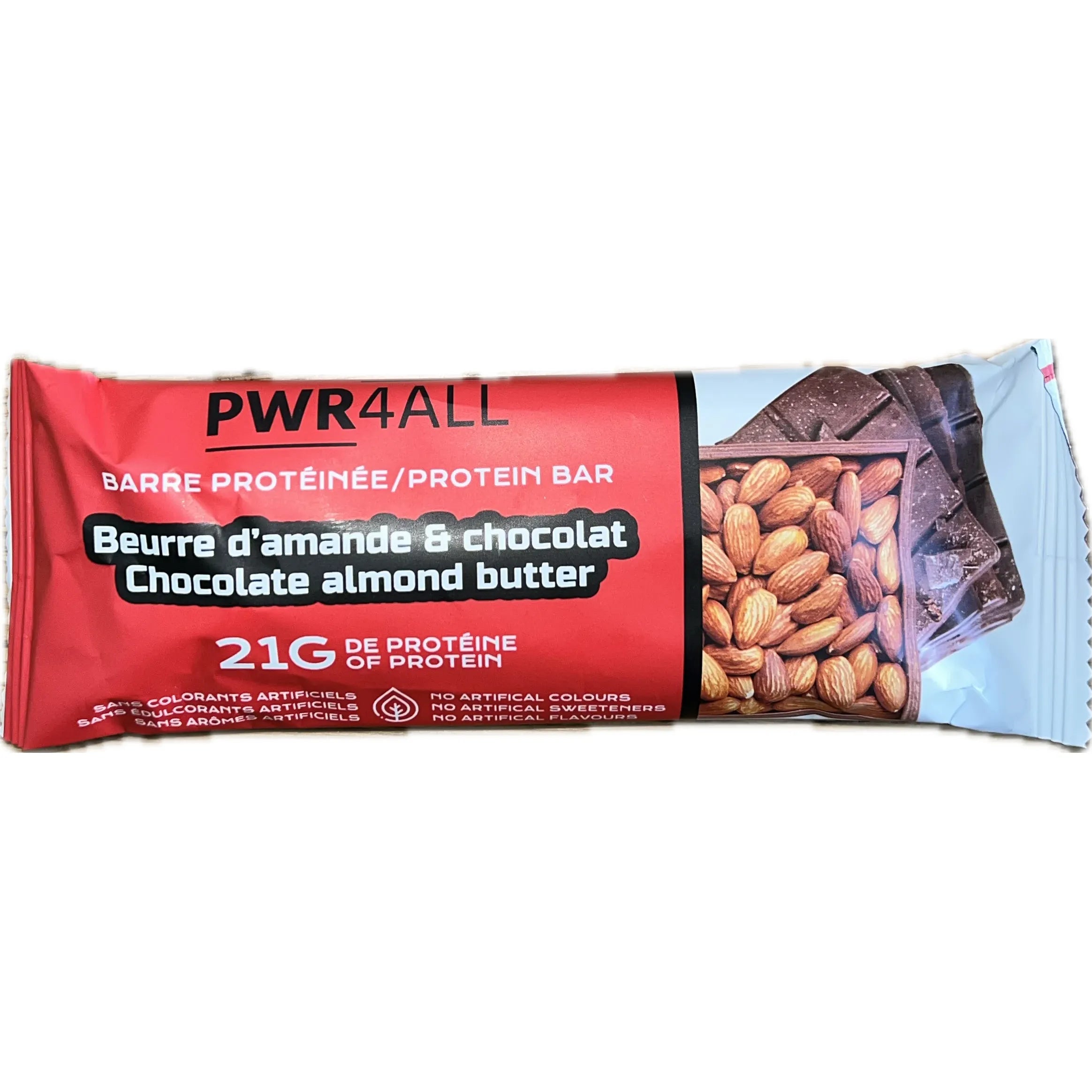 PWR4ALL All Natural GF Protein Bar (1 bar) - Top Nutrition and Fitness Canada Chocolate Almond Butter-Chocolate Peanut Butter