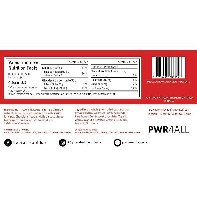 PWR4ALL All Natural GF Protein Bar (1 bar) — image 4