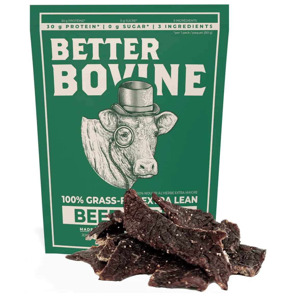Better Bovine Extra Lean Beef Jerky (1 bag) | Canada - Lean Venison Jerky Singles For Picky Eaters