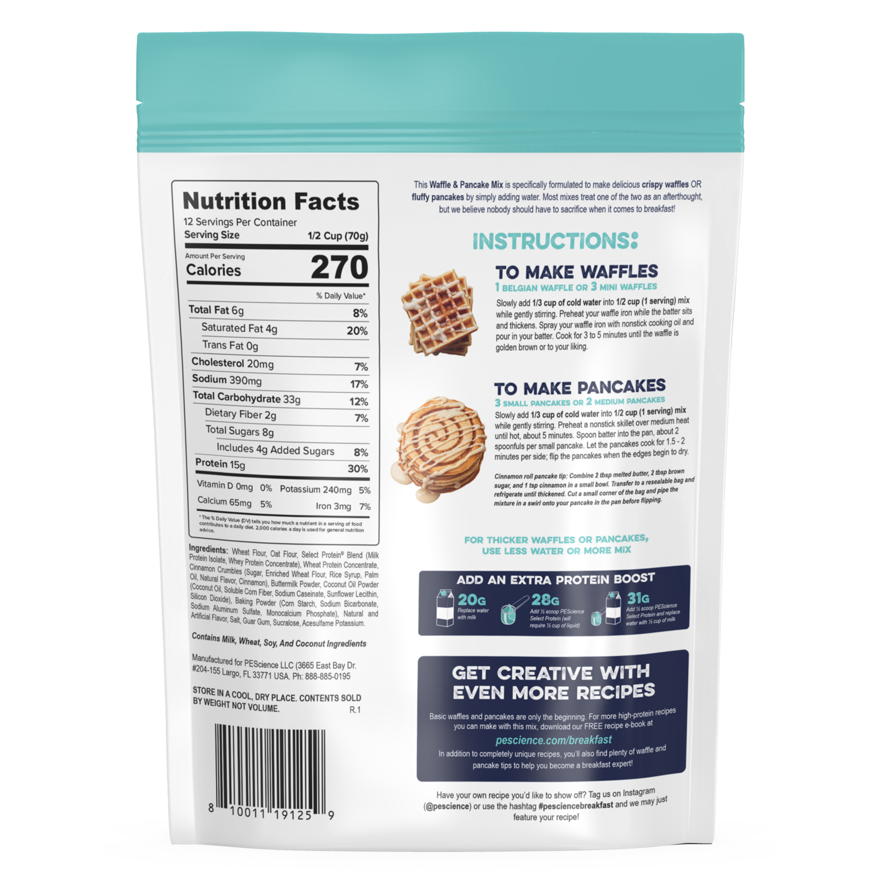 Pescience Pancake & Waffle Mix (12 servings) - Top Nutrition and Fitness
