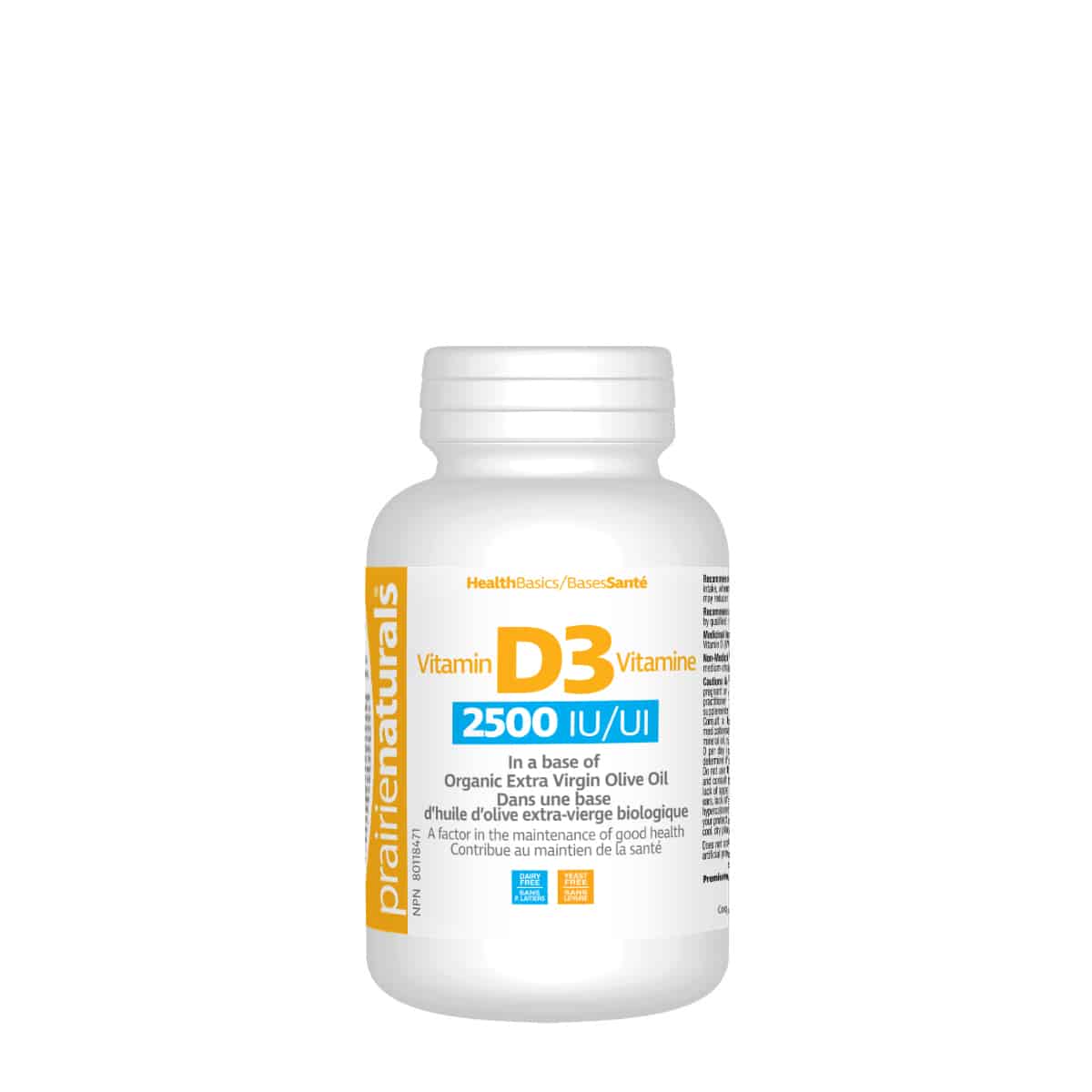 Prairie Naturals Vitamin D3 2500 IU Softgels - Top Nutrition and Fitness