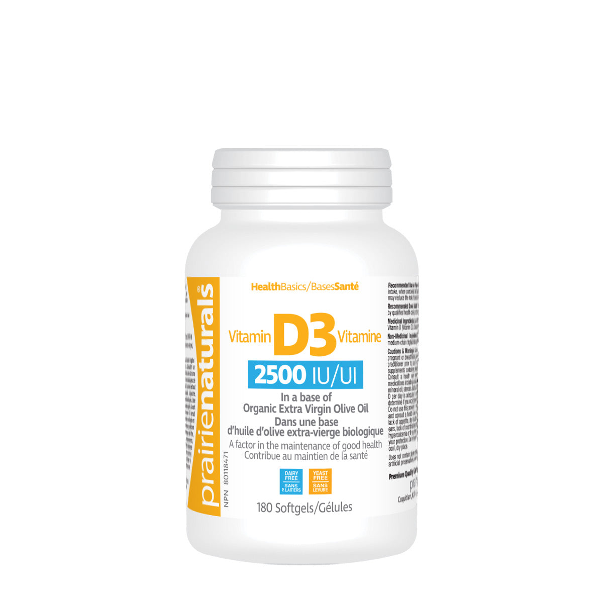 Prairie Naturals Vitamin D3 2500 IU Softgels - Top Nutrition and Fitness