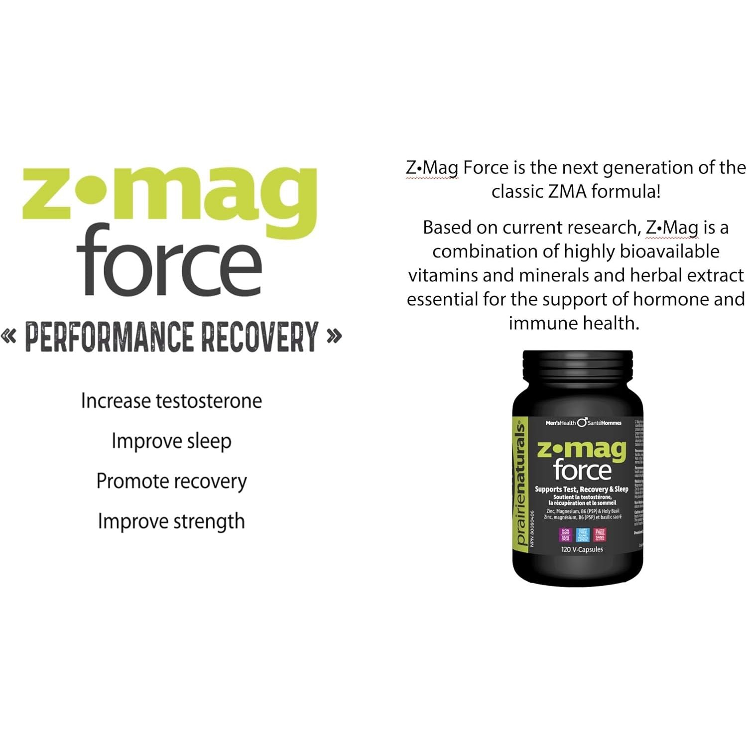 Prairie Naturals Z-Mag Force (ZMA) (60 capsules) - Top Nutrition and Fitness