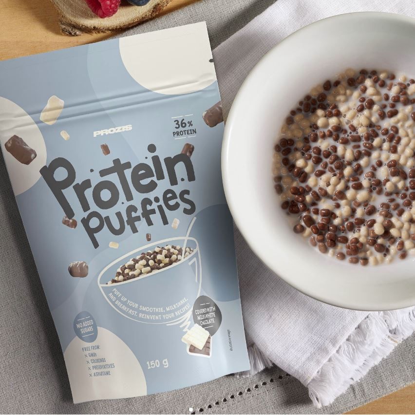 Prozis Keto Protein Chocolate Puffies (1 bag of 30 servings - 150g) — White & Milk Chocolate front