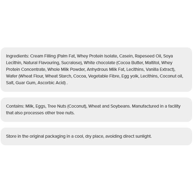 Prozis Zero Protein Wafer Cookies & Cream ingredients and allergen list — white chocolate coating