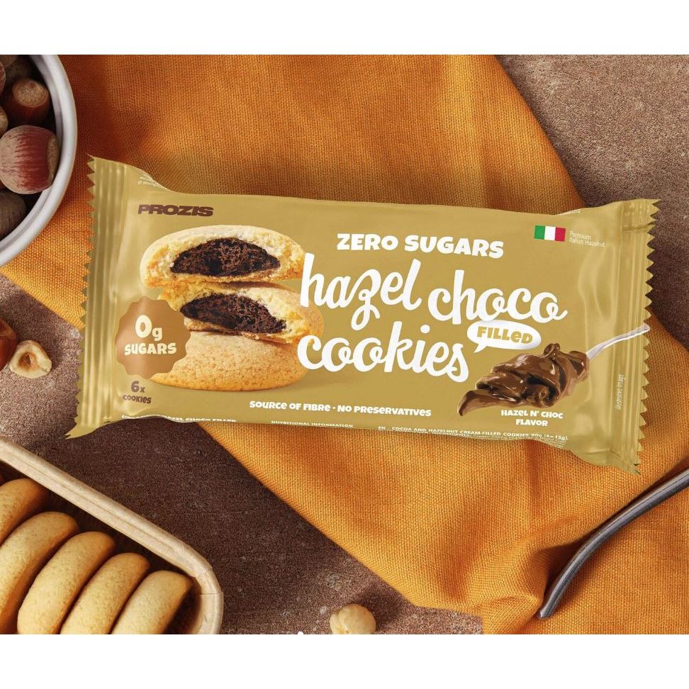 Prozis Zero Sugar Hazel-Choco Cookies (1 pack of 6 cookies) - Top Nutrition and Fitness