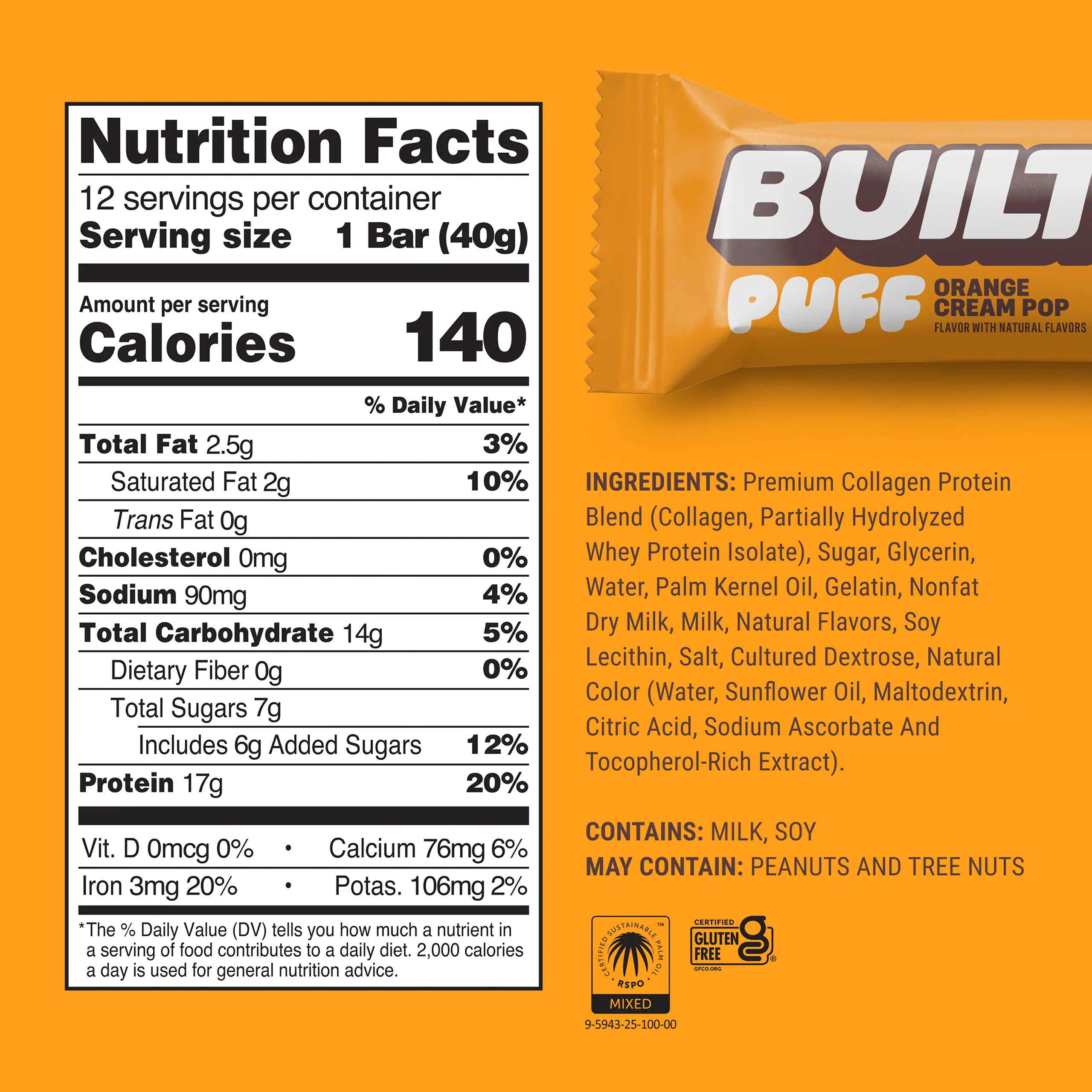 Built Protein Bars & Puffs Puff Orangecreampop Stackct