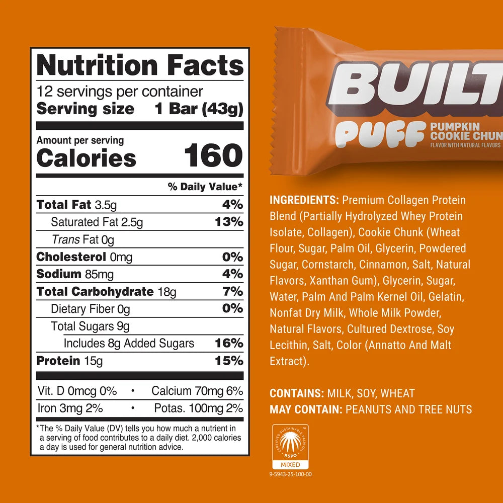 Built Protein Bars & Puffs (1 Box of 12)