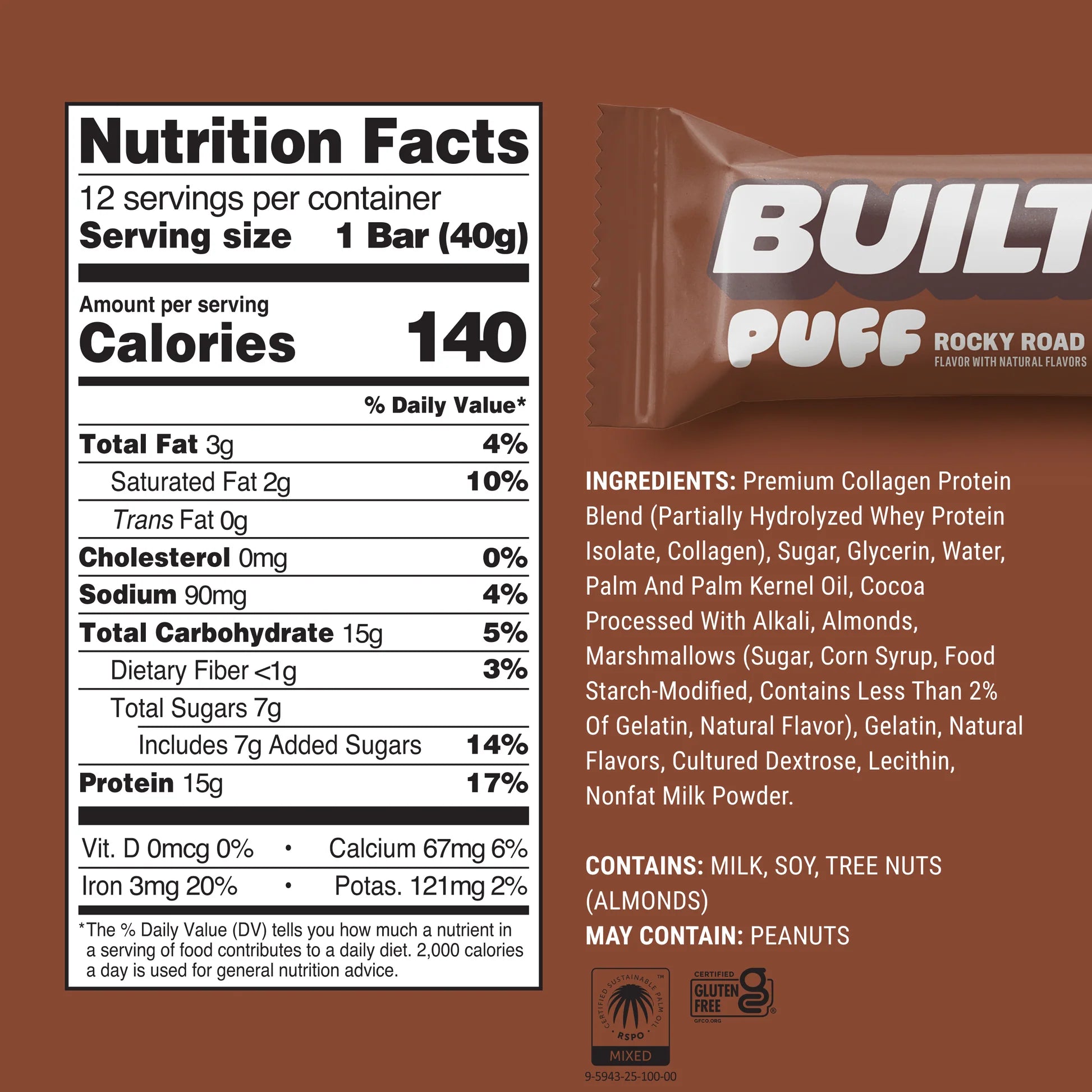 Built Protein Bars & Puffs Puff Rockyroad Stackct