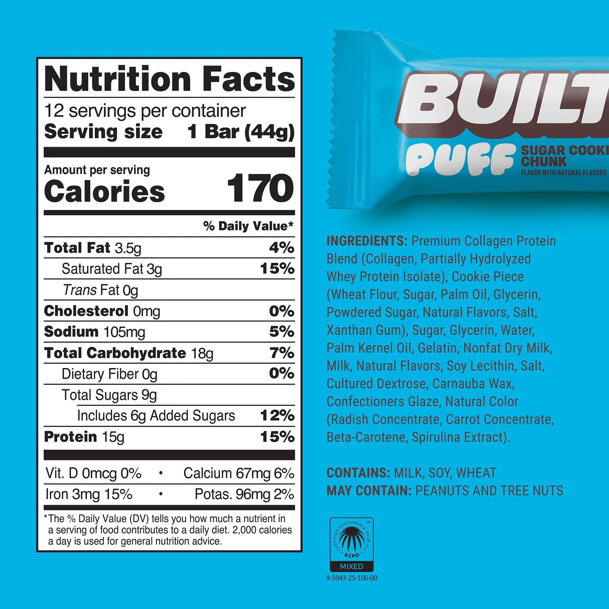 Built Protein Bars & Puffs Puff Sugarcookiechunk Stackct