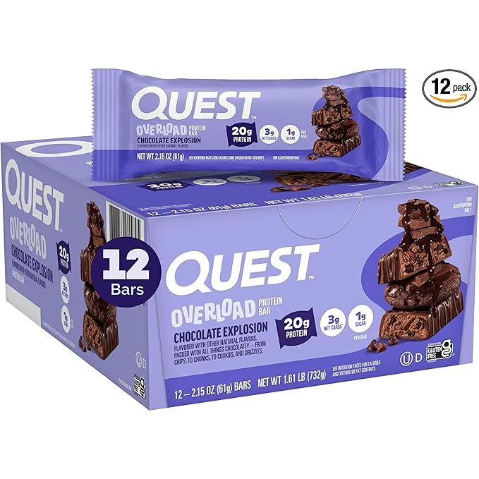 Quest Nutrition Overload Protein Bar (1 BOX of 12) - Top Nutrition and Fitness