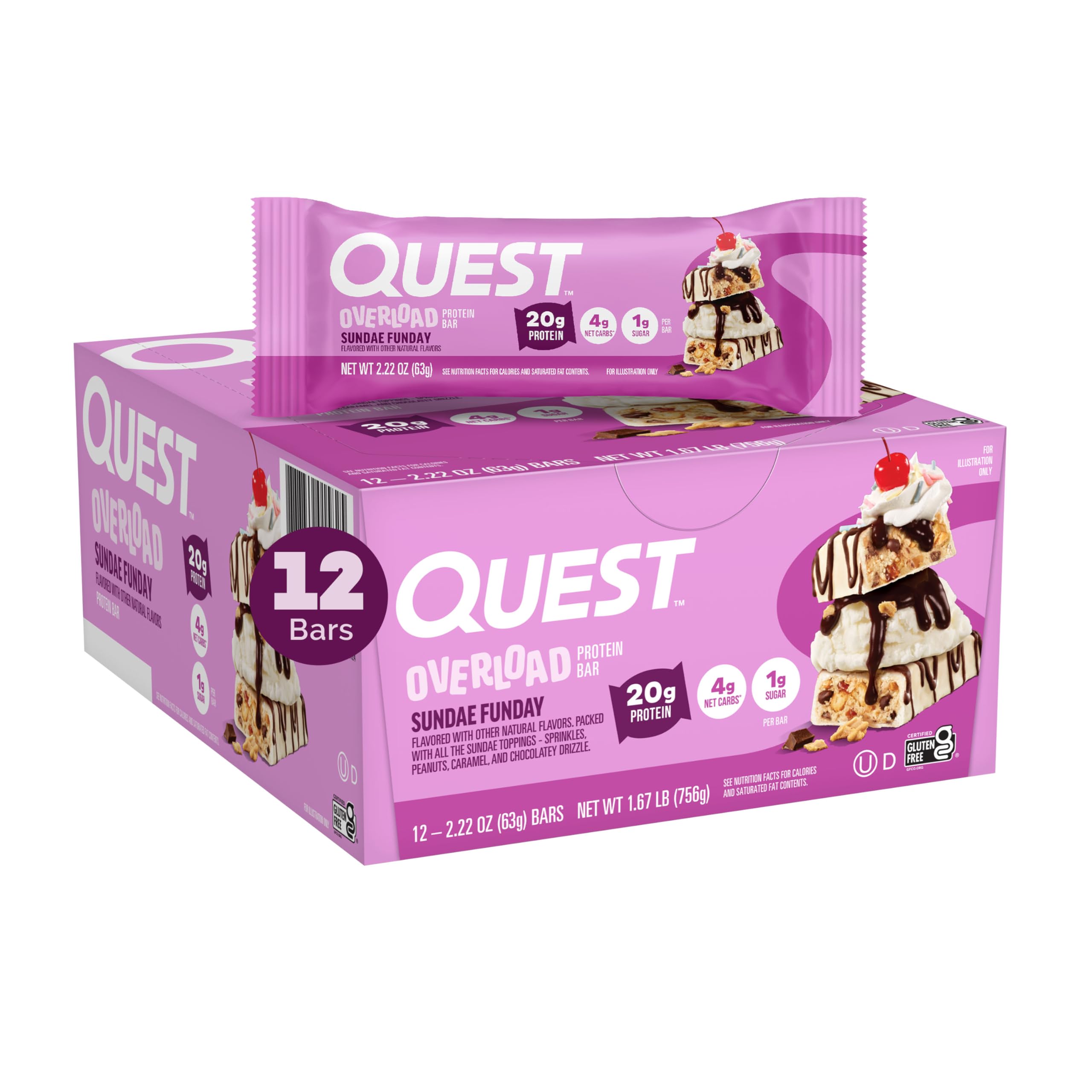 Quest Nutrition Overload Protein Bar (1 BOX of 12) - Top Nutrition and Fitness