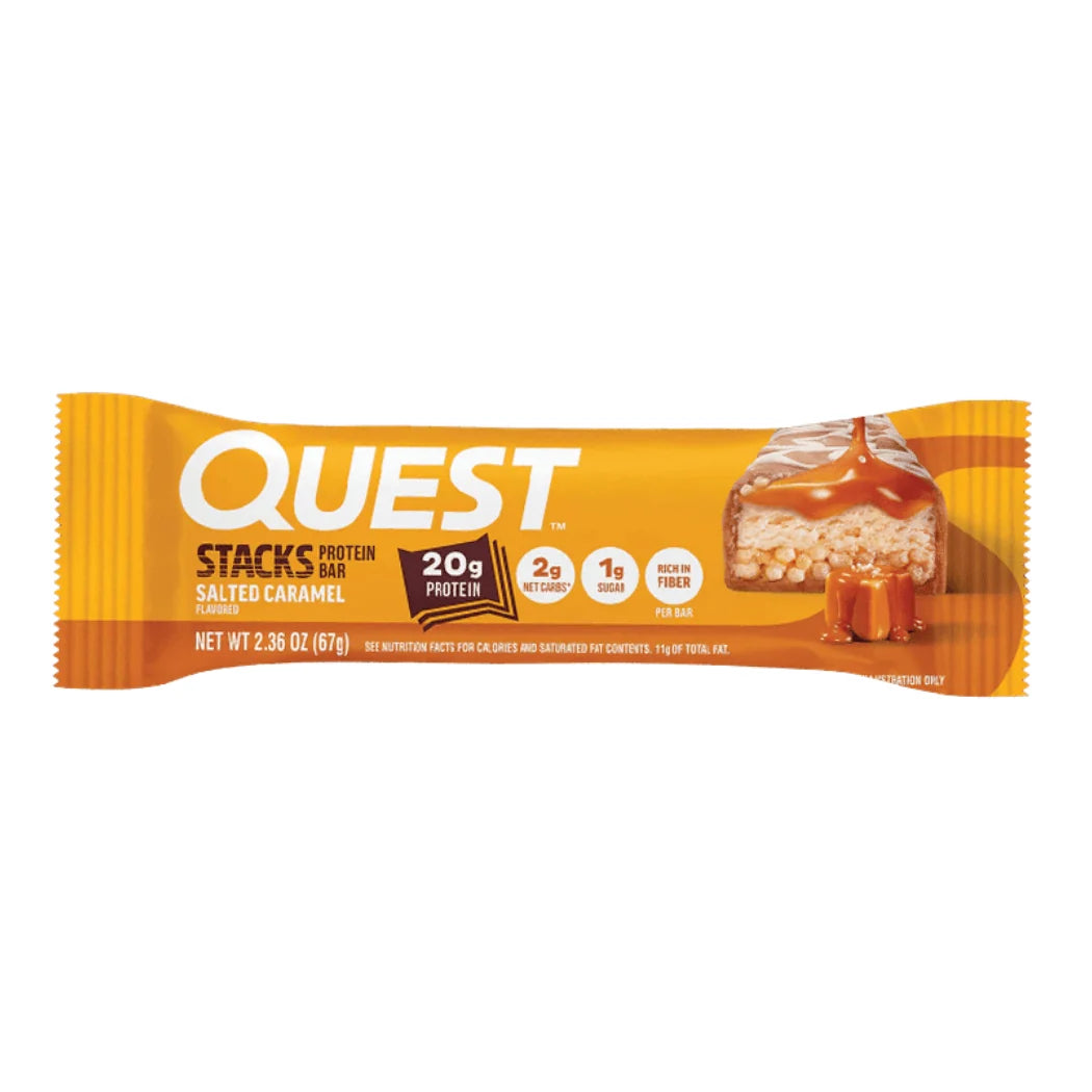 Quest Nutrition Stacks Protein Bar, Salted Caramel, multi-layered high-protein bar with 20g protein, 1g sugar