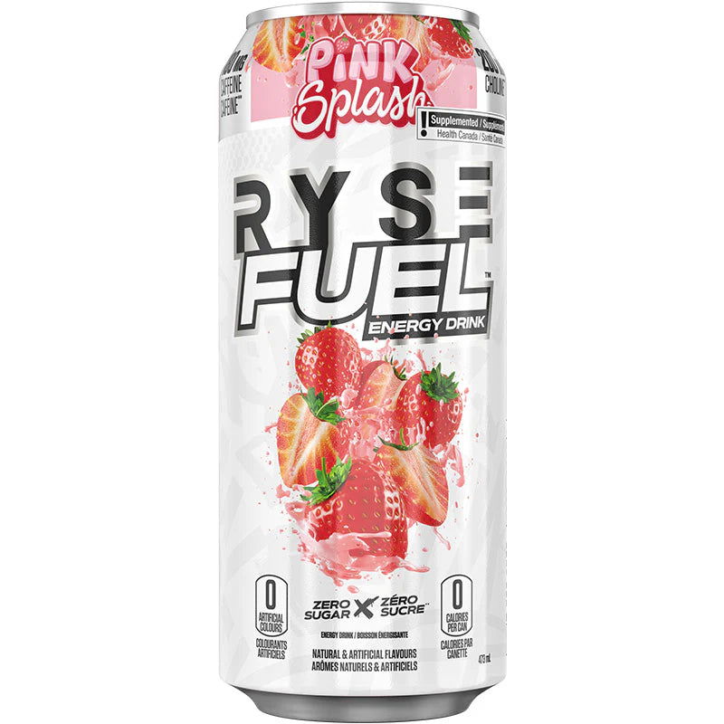 RYSE Fuel Energy Drink (1 can) - Top Nutrition and Fitness Canada Pink Splash-Ring Pop Berry Blast-Sour Punch Blue Raspberry-Sunny D Tangy Original-Kool-Aid Tropical Punch