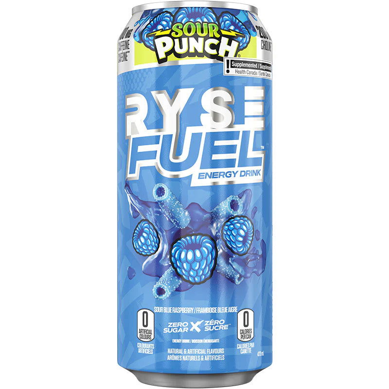 RYSE Fuel Energy Drink (1 can) - Top Nutrition and Fitness Canada Pink Splash-Ring Pop Berry Blast-Sour Punch Blue Raspberry-Sunny D Tangy Original-Kool-Aid Tropical Punch