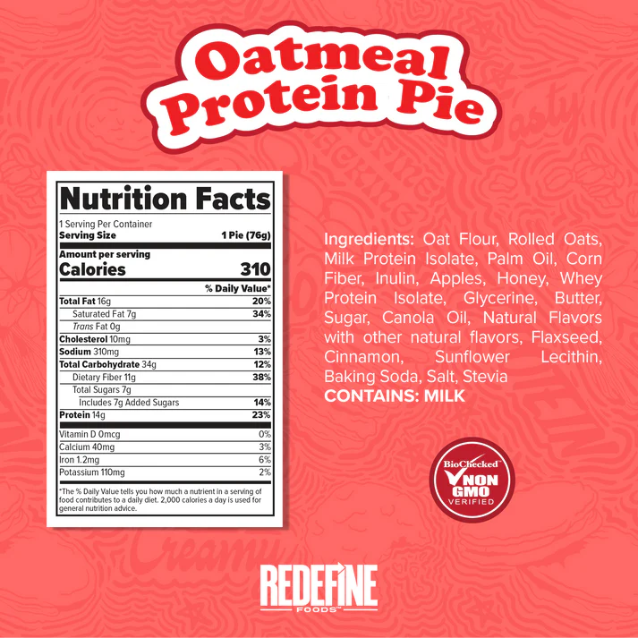 Redefine Foods Skippy Oatmeal Protein Pie (1 pie) - Top Nutrition and Fitness