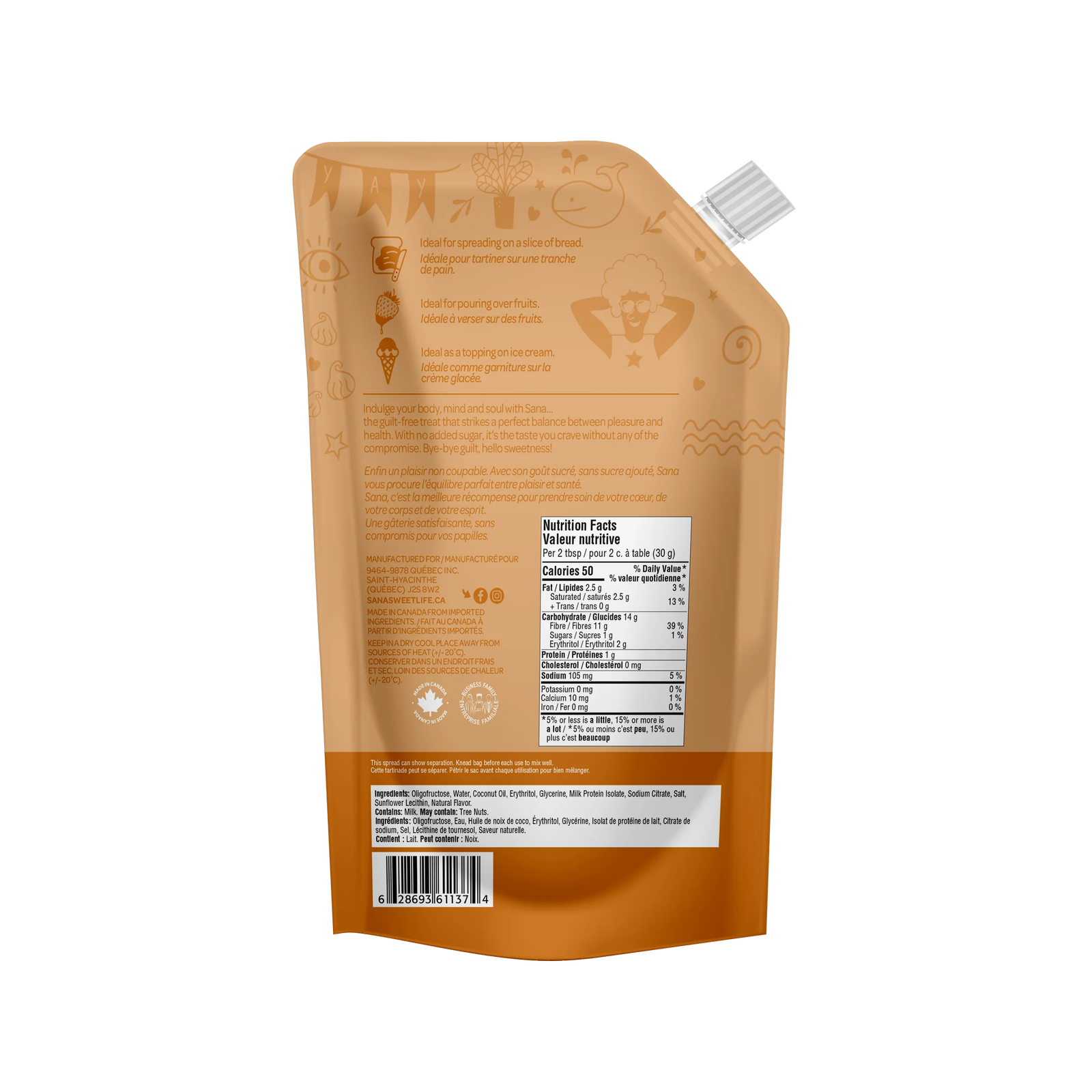 SANA Keto No Added Sugar Spread (200g) - Top Nutrition and Fitness