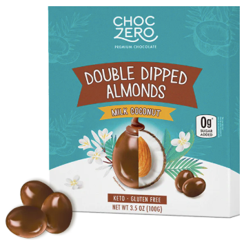 ChocZero Keto Milk Chocolate Covered COCONUT Almonds (100g)
