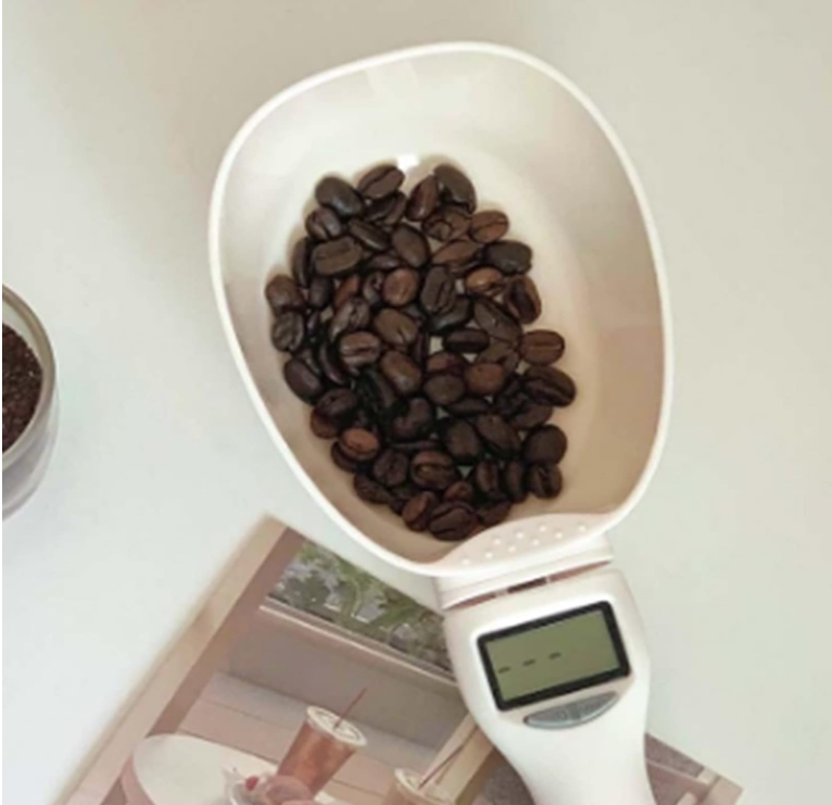 Digital kitchen measuring spoon scale with removable spoon for easy cleaning and macro tracking