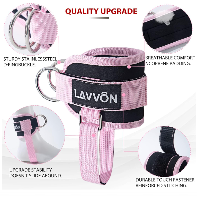 Single padded ankle strap for leg curls, hip abductors and glute kickbacks on a cable machine