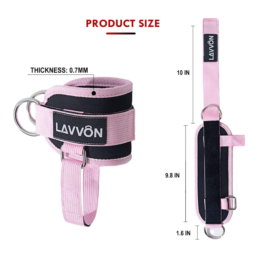 Neoprene ankle strap attached to a cable pulley for glute kickback training