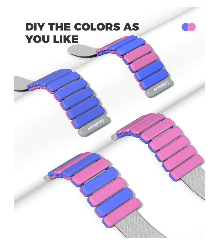 Sportneer silicone-coated ankle weights showing the adjustable woven Velcro band