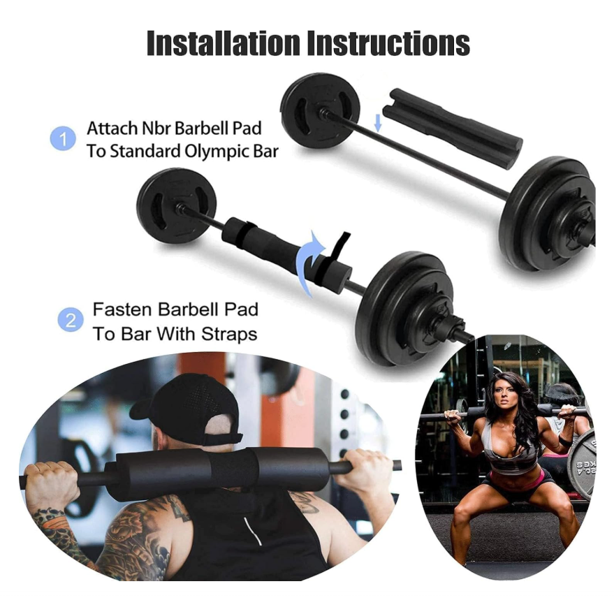 High-density foam barbell pad for hip thrusts, squats and lunges on an Olympic bar