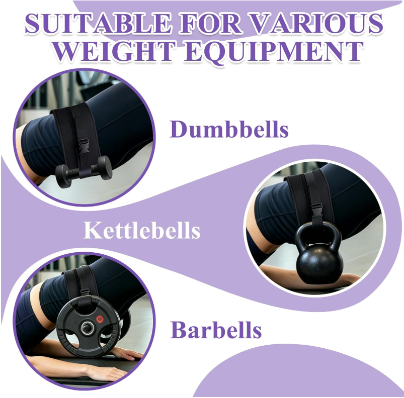 Hip thrust belt padded support detail for comfortable loaded glute bridge training