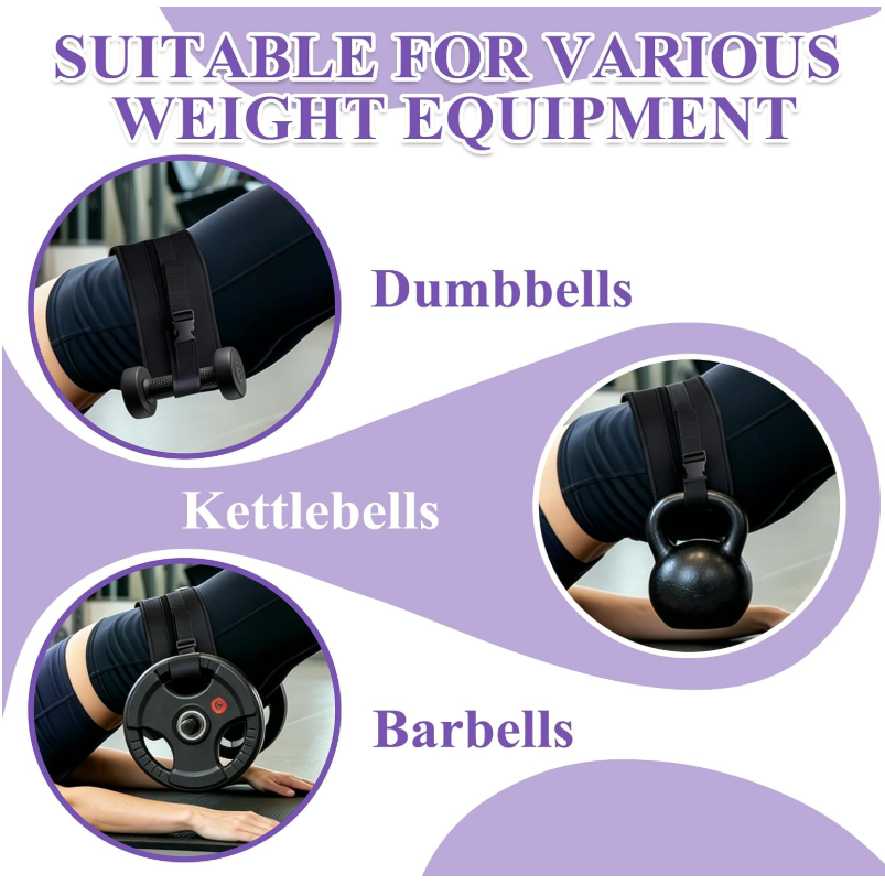 Hip thrust belt padded support detail for comfortable loaded glute bridge training