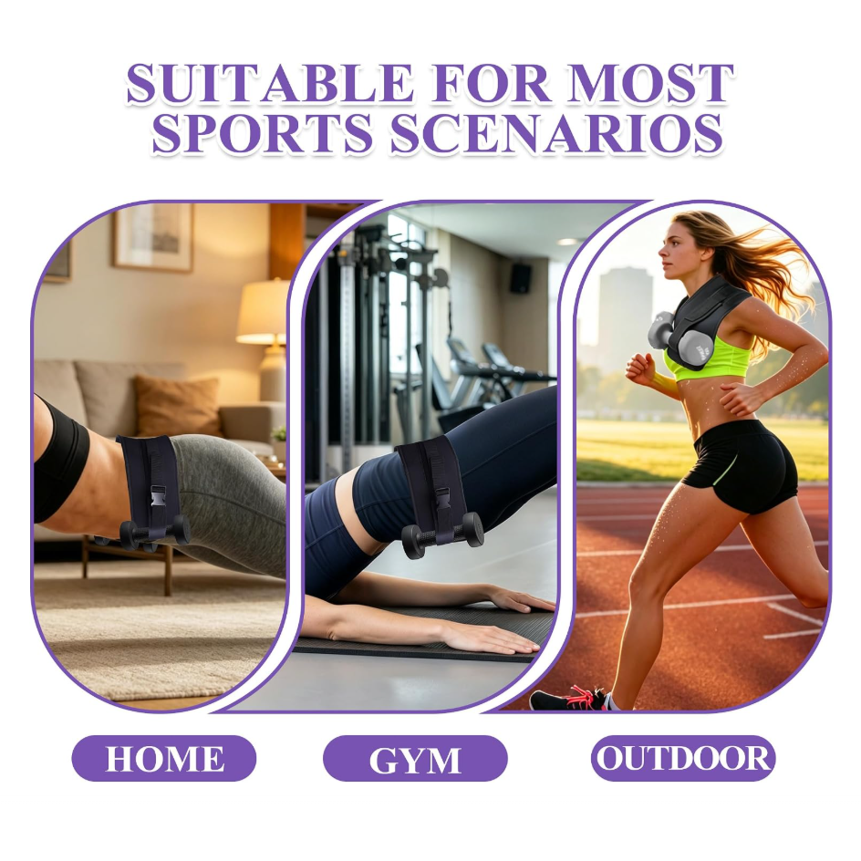 Padded hip thrust belt for loaded glute bridges and hip thrusts, adjustable strap, home gym