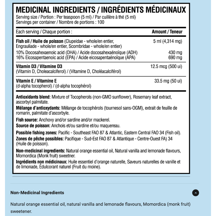 Compléments alimentaires Believe OMEGA 3 + D3 & E (500 ml)