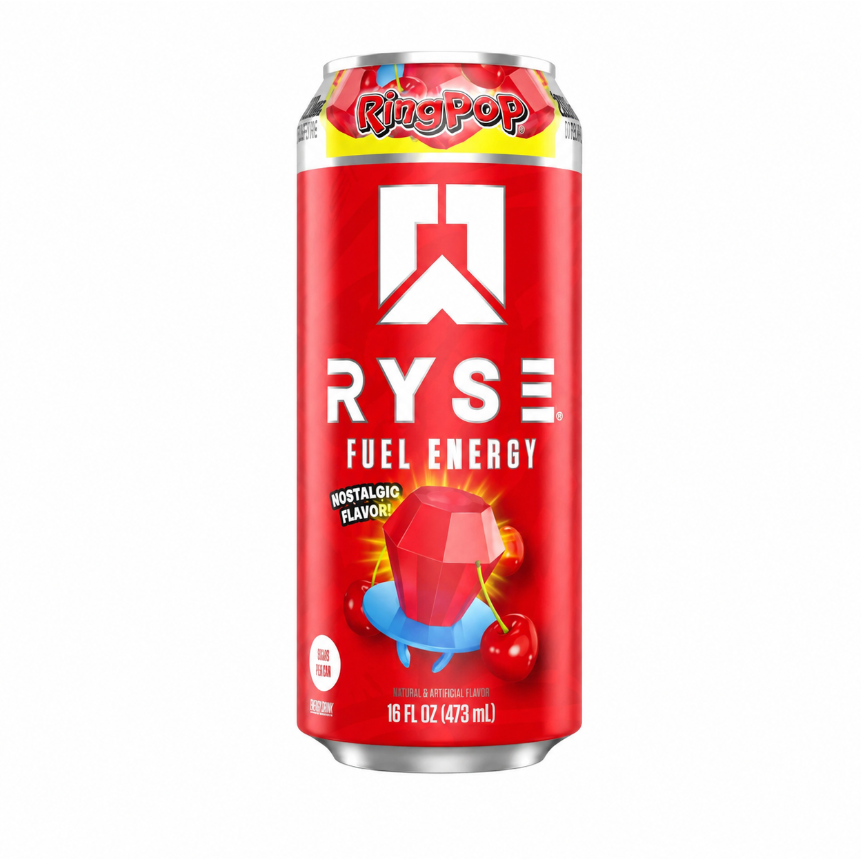 RYSE Fuel Energy Drink — Tigers Blood front of can, 16 fl oz