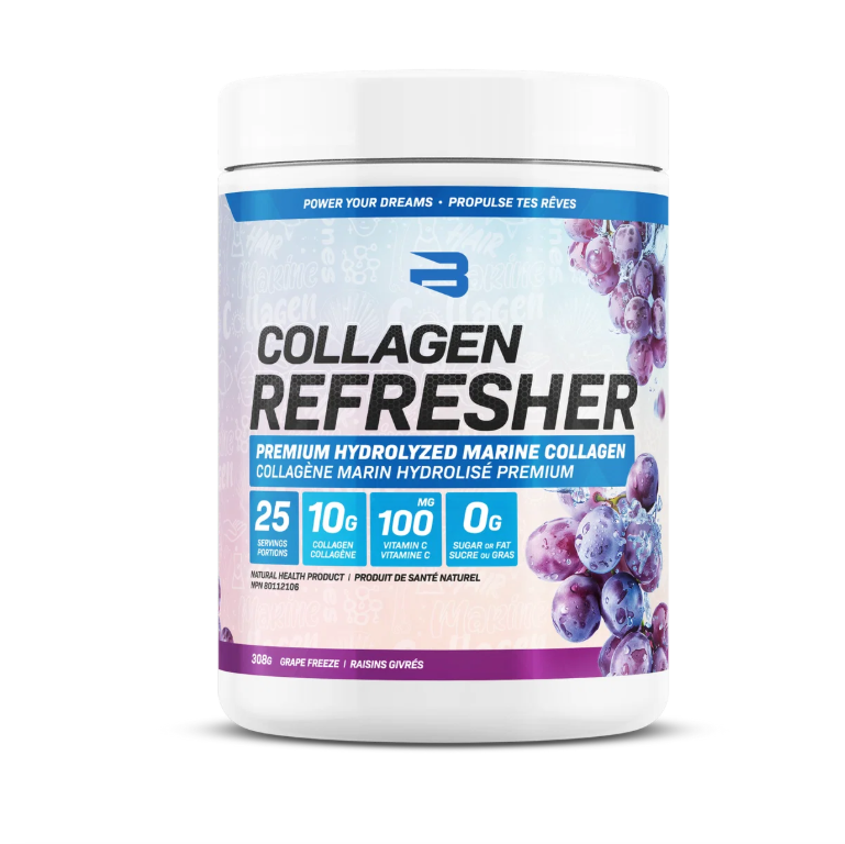 Believe Collagen Refresher clear marine collagen juice tub — Grape Freeze, 10g collagen, 100 mg vitamin C