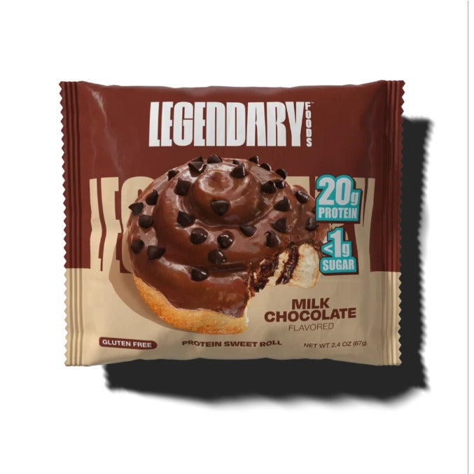 Legendary Milk Chocolate Protein Sweet Roll single pack, 20g protein, under 1g sugar, gluten-free keto
