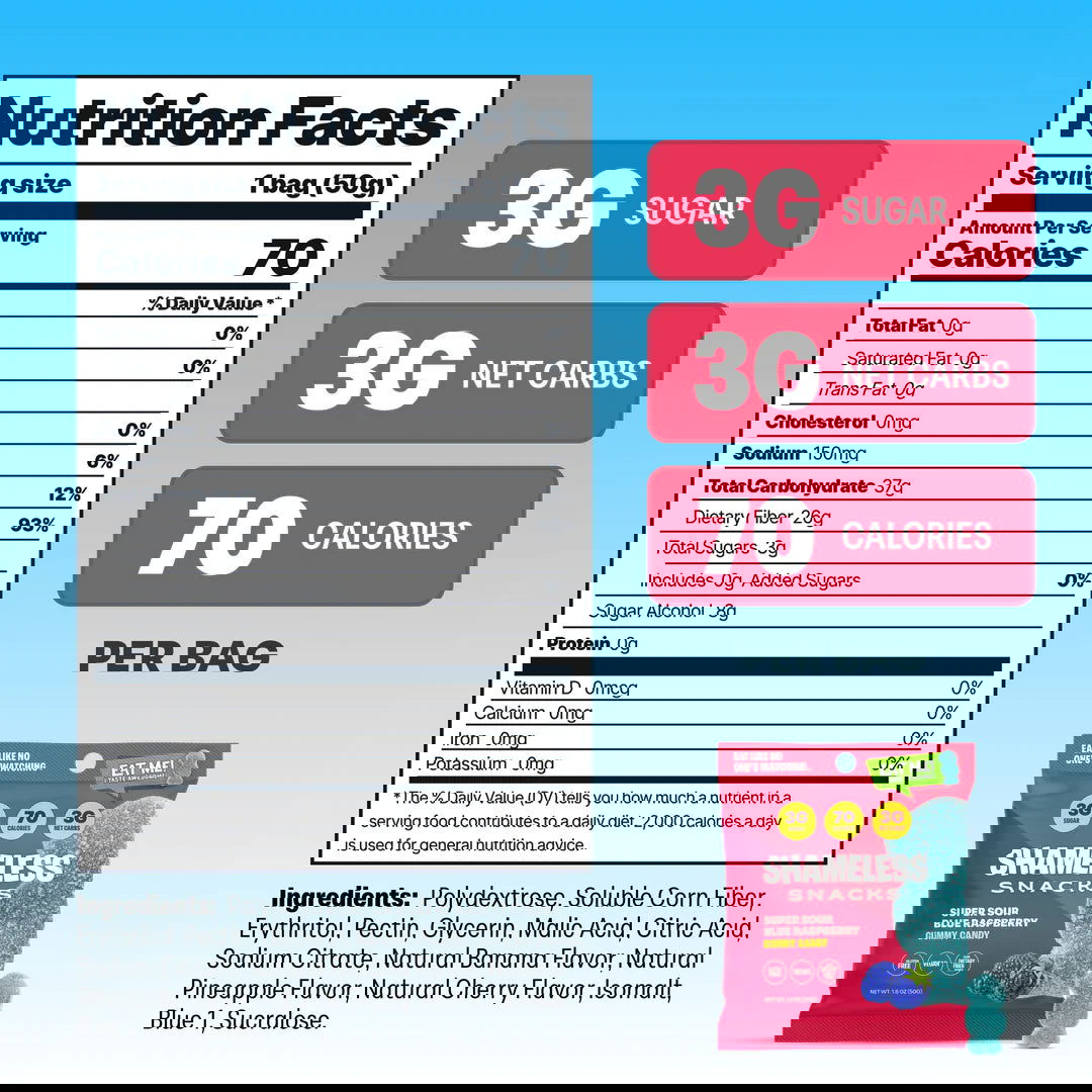 Shameless Snacks Low Sugar Vegan Gummy Candy (1 bag) - Top Nutrition and Fitness