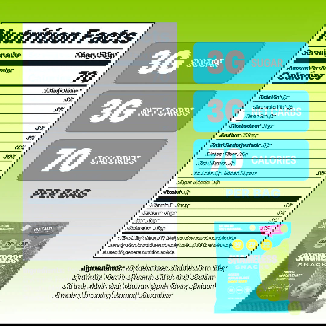 Shameless Snacks Low Sugar Vegan Gummy Candy (1 bag) - Top Nutrition and Fitness