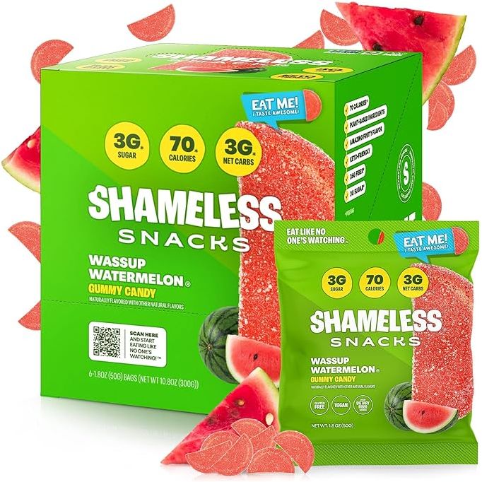 Shameless Snacks Low Sugar Vegan Gummy Candy (BOX of 6) - Top Nutrition and Fitness