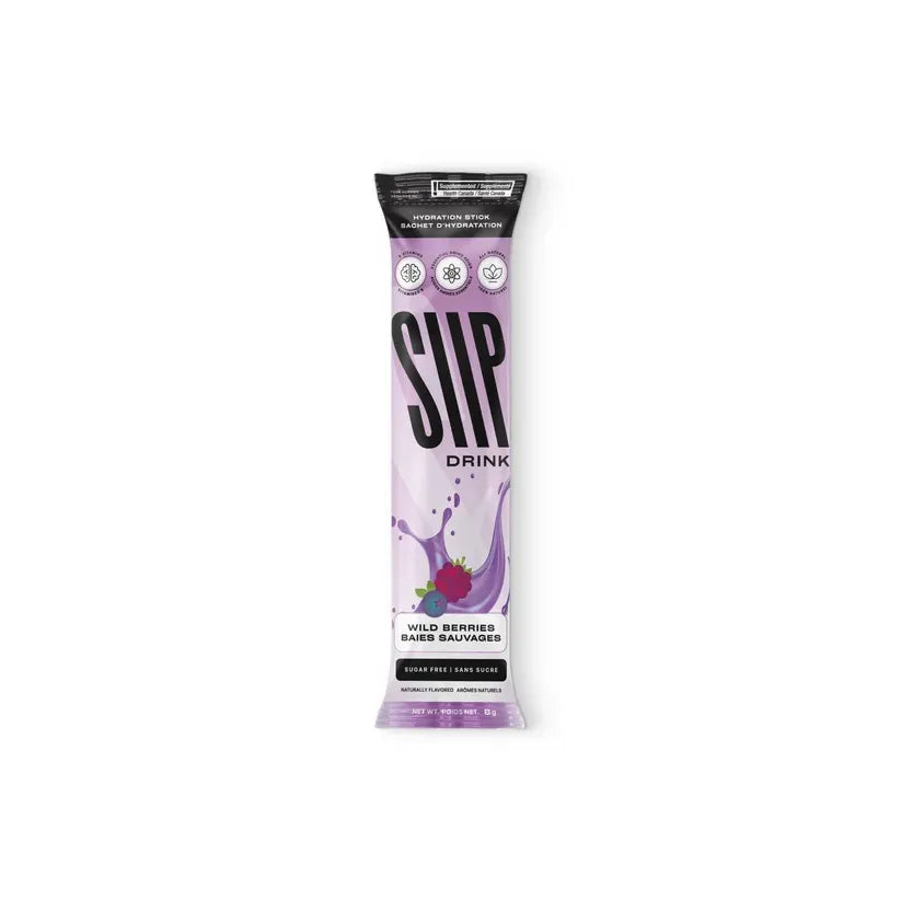 SIIP Wild Berries hydration drink stick, single-serve sugar-free electrolyte sachet with B vitamins