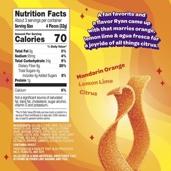 Joyride Low Sugar Candy (1 bag) nutrition facts panel