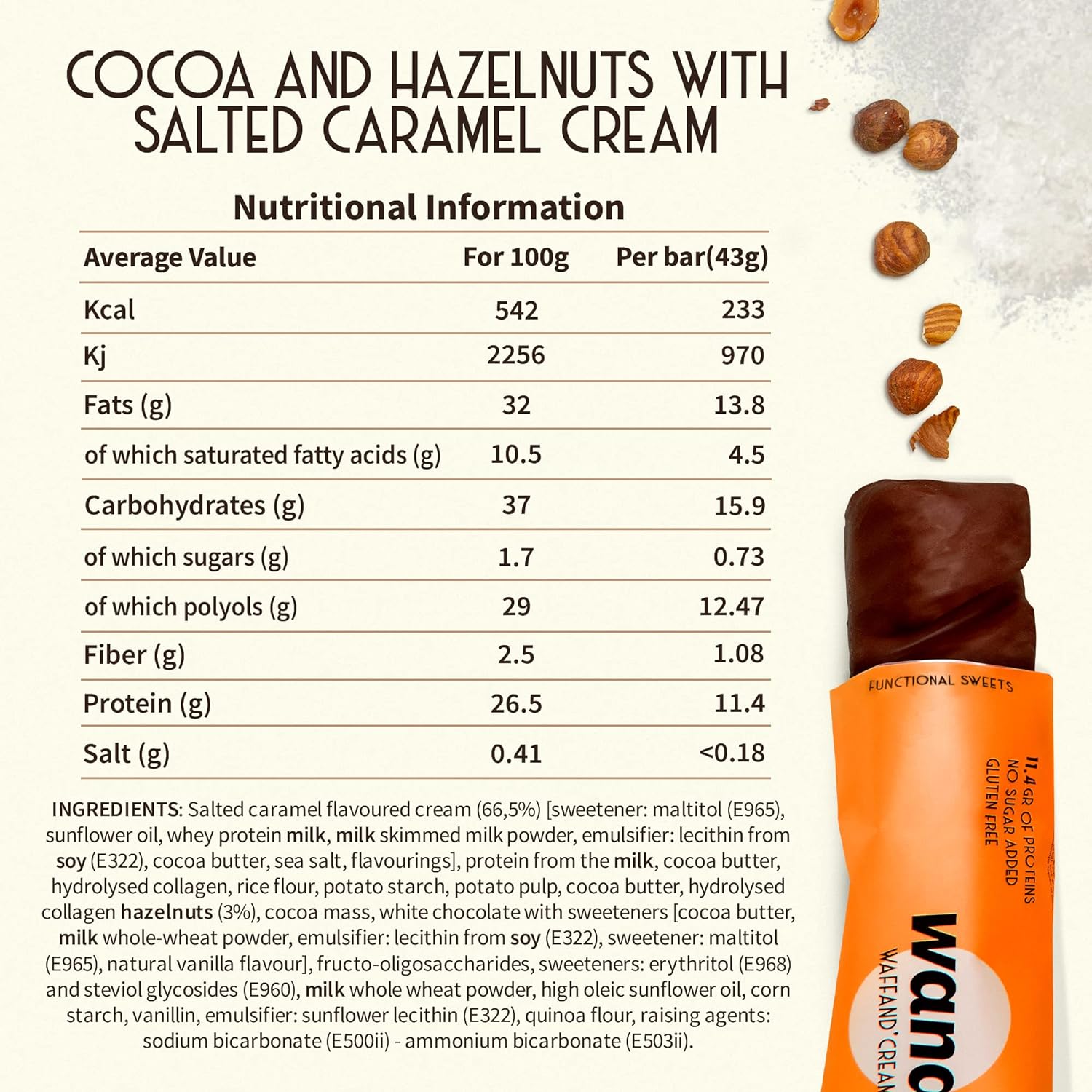 WANA Waffand'Cream "Kinder Bueno" Keto Protein Bar (1 bar) - Top Nutrition and Fitness