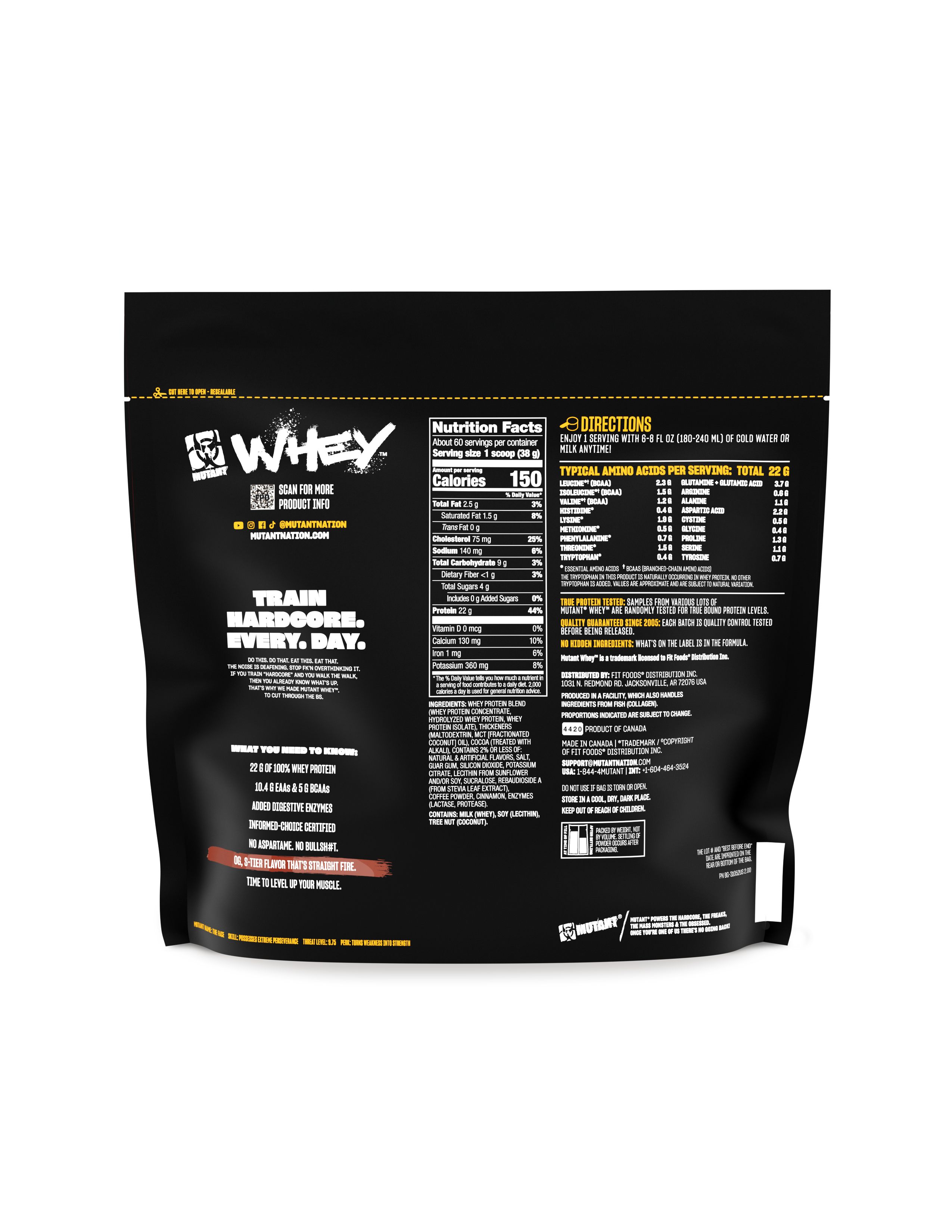 Mutant Whey Supplement Facts label