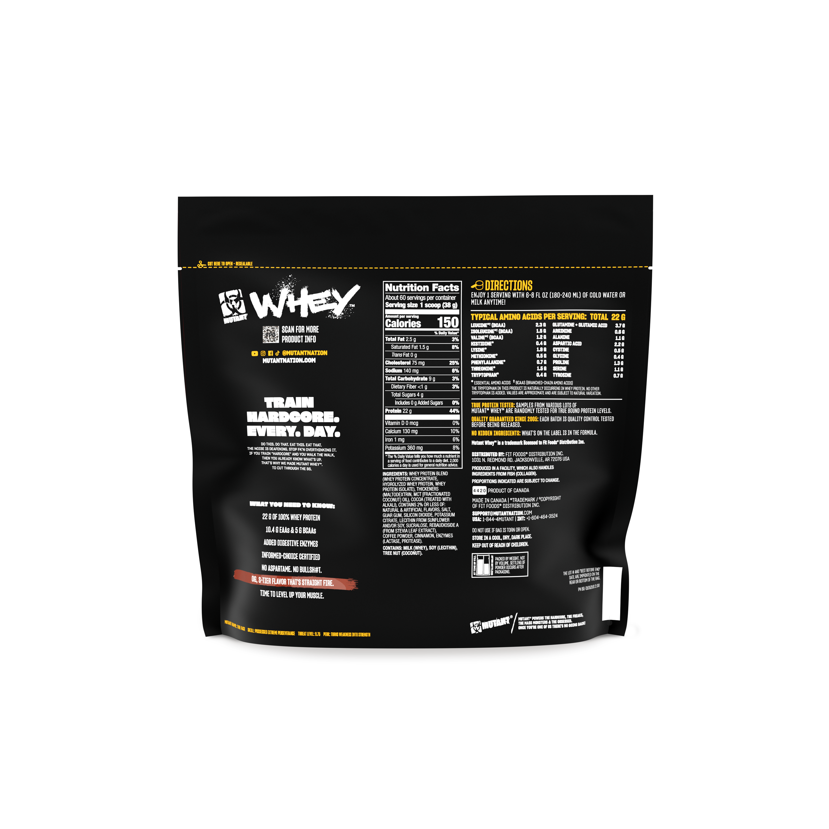 Mutant Whey Supplement Facts label