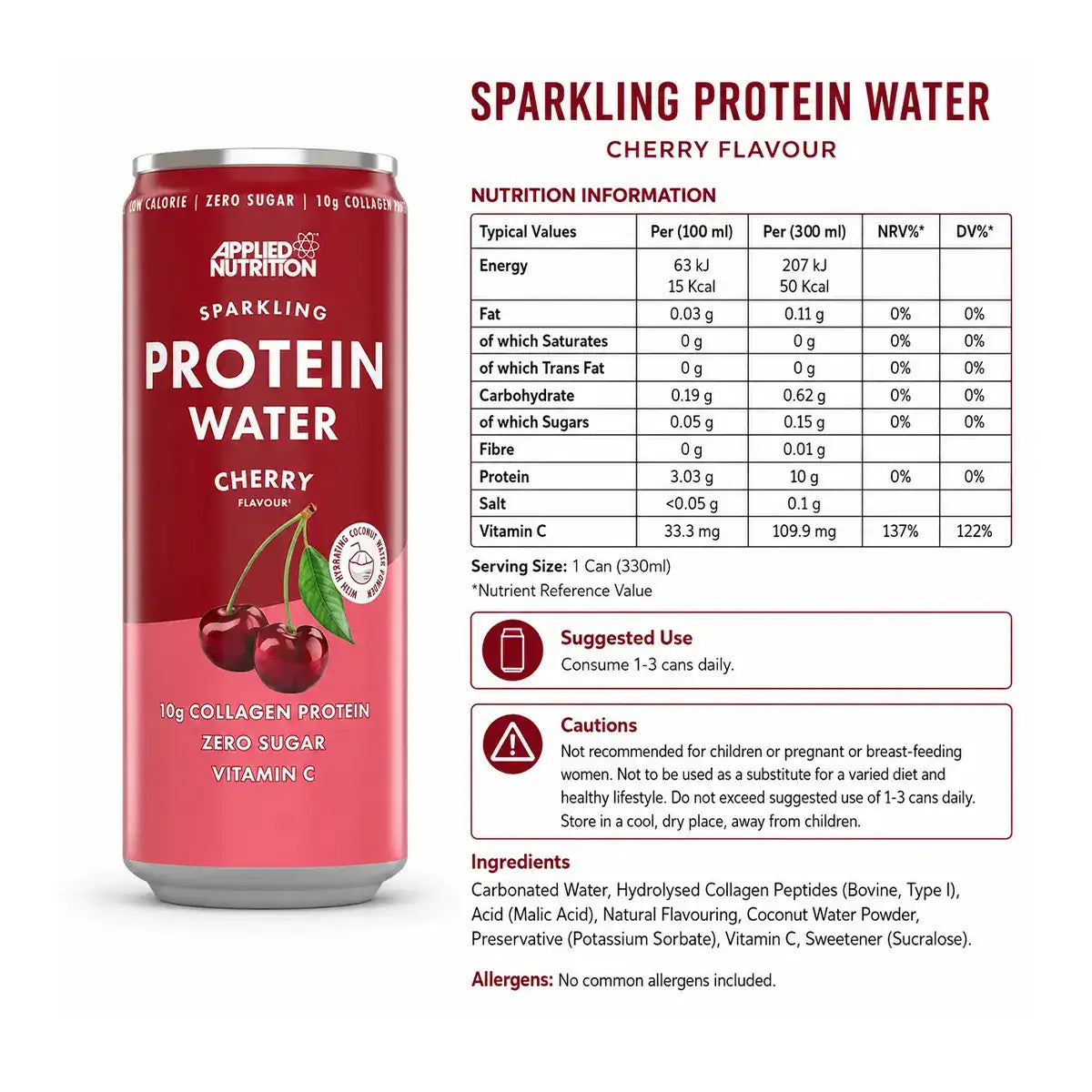 Applied Nutrition Sparkling Protein Collagen Water RTD (1 can)