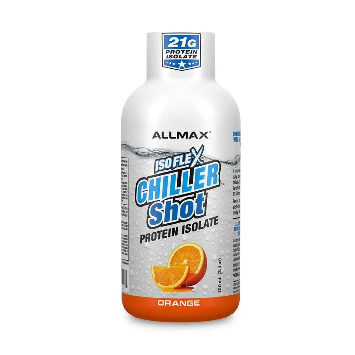 Allmax Isoflex Chiller Protein Shot Orange — single 100 ml ready-to-drink bottle, front label on white